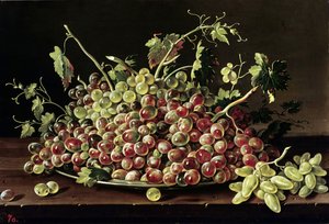 Stilleven met een bord druiven